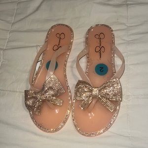Girls Rhinestone Bowtie Flip Flops